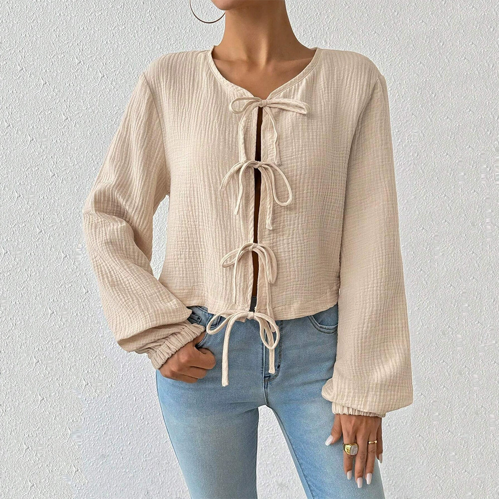 ZARA Fall Winter Loose Fit Slimming Short Tie Front Cardigan - Picture 6 of 6